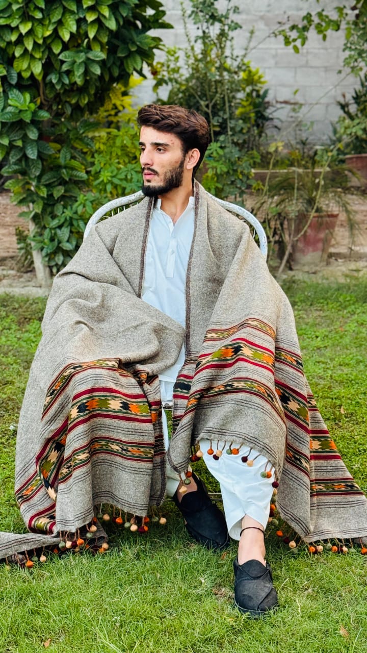 SALAM PUR PURE WOOL SHAWL TWO SIDE BORDER